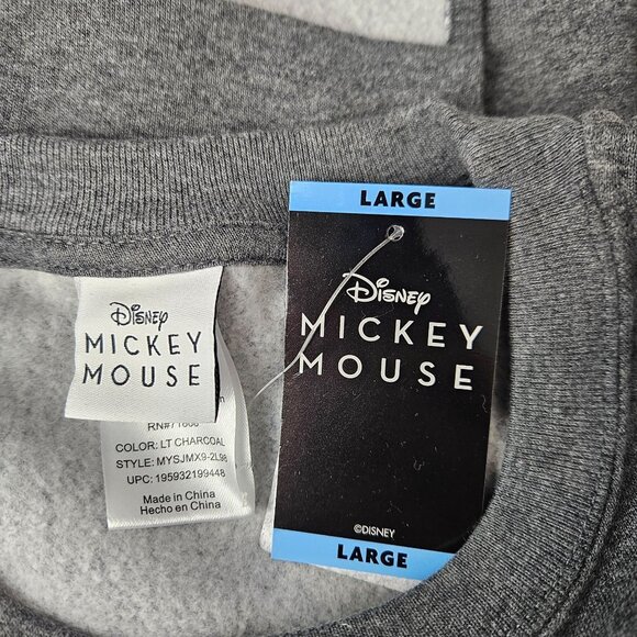Disney Mickey Mouse Womens Charcoal Gray Crewneck Sweatshirt Size Large Chenille - Picture 9 of 10